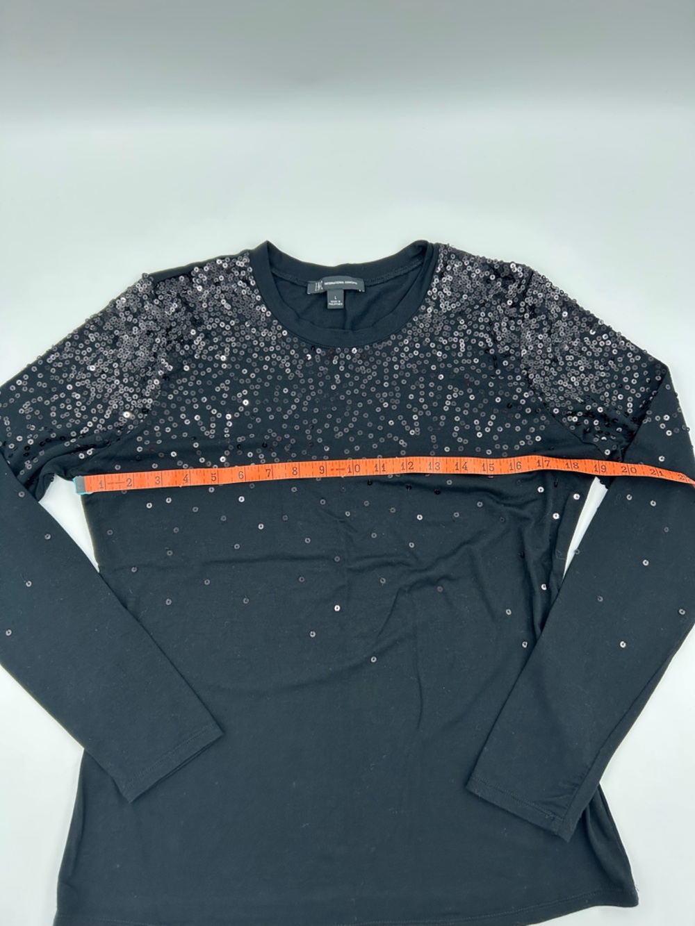 INC International Concepts Black Sequin Crewneck Tee L - Picture 3 of 7